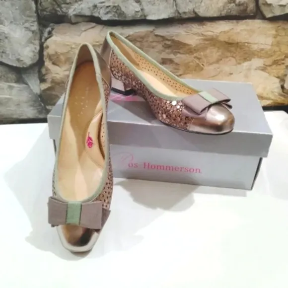 Ros Hommerson Ballet Flats Trisha Pewter Box 6.5N Narrow Metallic 6.5 With Box