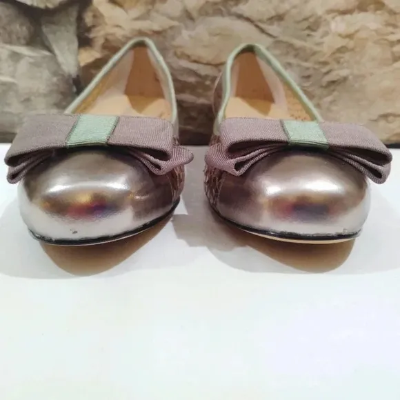 Ros Hommerson Ballet Flats Trisha Pewter Box 6.5N Narrow Metallic 6.5 With Box