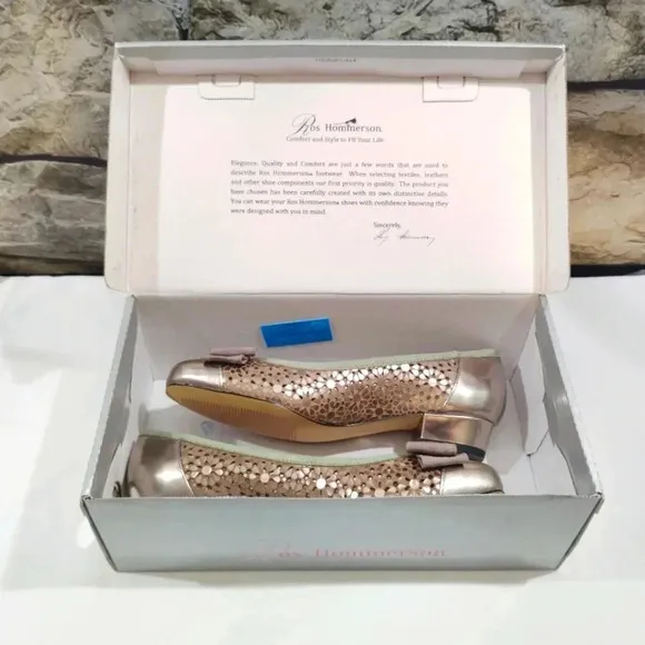 Ros Hommerson Ballet Flats Trisha Pewter Box 6.5N Narrow Metallic 6.5 With Box
