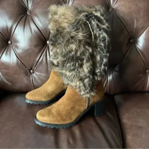 Ross &amp; Snow All Weather Suede Printed Fur Boots NWT