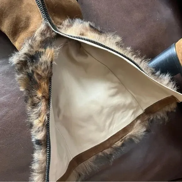 Ross &amp; Snow All Weather Suede Printed Fur Boots NWT