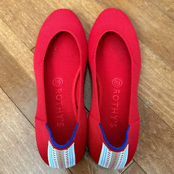 Rothy’s Cardinal Square Toe Flats Size 7.5