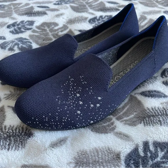 Rothy’s Gemini Loafers‎ Navy Blue Silver Sparkles Limited Edition Zodiac Flats