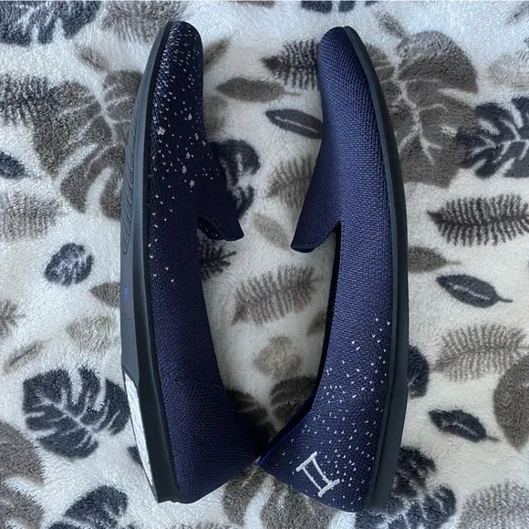 Rothy’s Gemini Loafers‎ Navy Blue Silver Sparkles Limited Edition Zodiac Flats