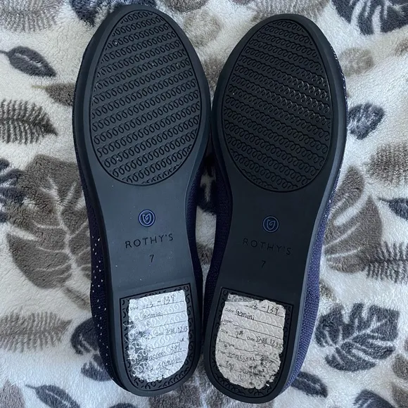 Rothy’s Gemini Loafers‎ Navy Blue Silver Sparkles Limited Edition Zodiac Flats
