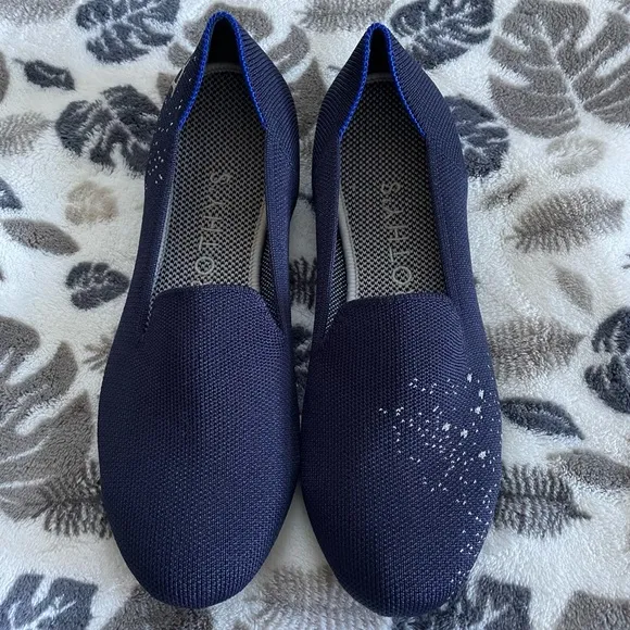 Rothy’s Gemini Loafers‎ Navy Blue Silver Sparkles Limited Edition Zodiac Flats