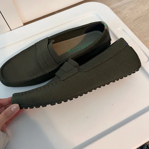 Rothy's Green Loafers with Moccasin Stitching