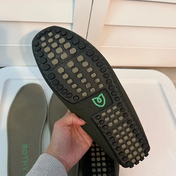 Rothy's Green Loafers with Moccasin Stitching