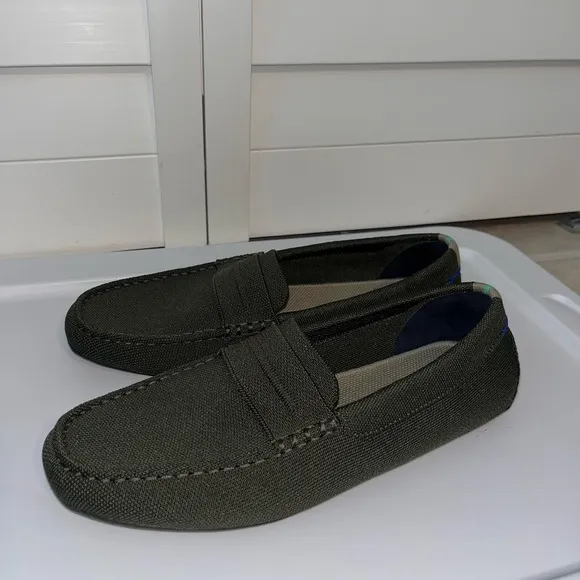 Rothy's Green Loafers with Moccasin Stitching