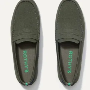 Rothy's Green Loafers with Moccasin Stitching