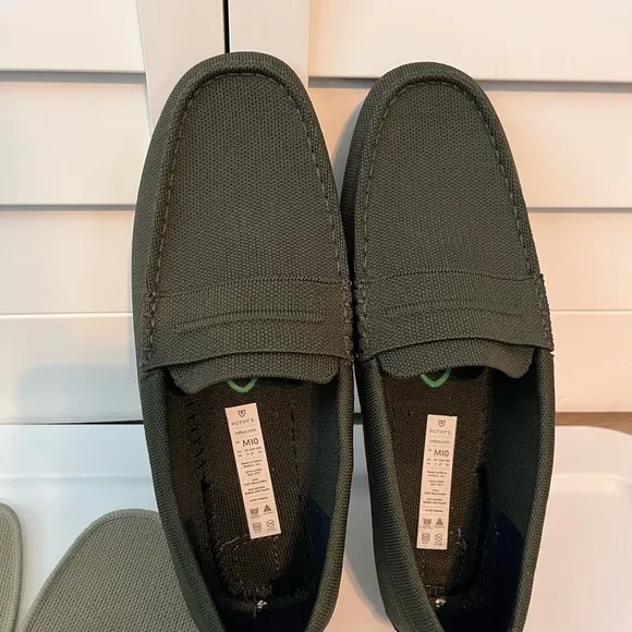 Rothy's Green Loafers with Moccasin Stitching