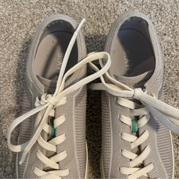 Rothy's Lace Up Tan Comfort Sneakers Size 8