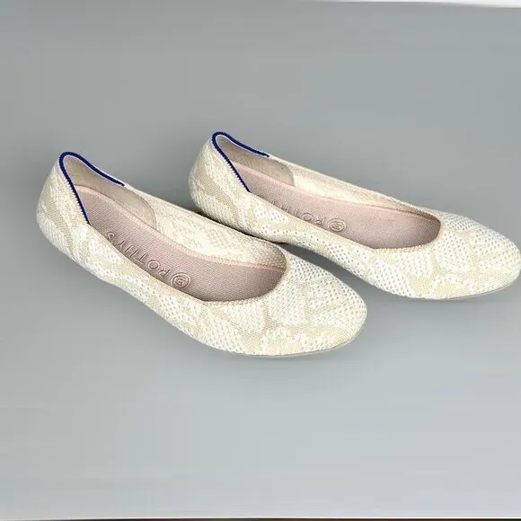 Rothy's Lily The Square Toe Retired Rare White Cream Ballet Flats US 9,5