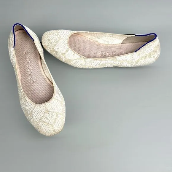 Rothy's Lily The Square Toe Retired Rare White Cream Ballet Flats US 9,5