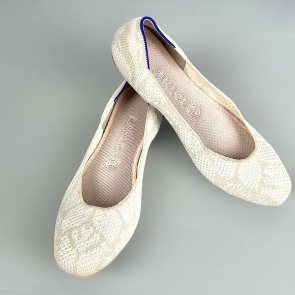 Rothy's Lily The Square Toe Retired Rare White Cream Ballet Flats US 9,5