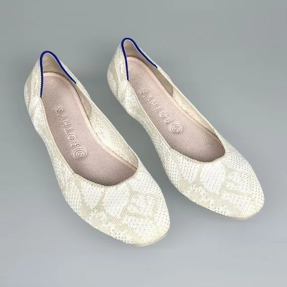 Rothy's Lily The Square Toe Retired Rare White Cream Ballet Flats US 9,5