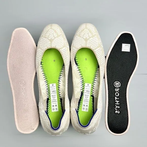 Rothy's Lily The Square Toe Retired Rare White Cream Ballet Flats US 9,5