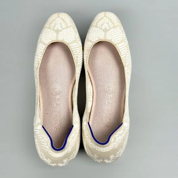 Rothy's Lily The Square Toe Retired Rare White Cream Ballet Flats US 9,5