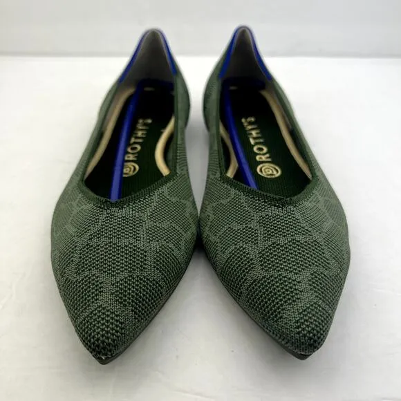 Rothy's NEW Pointed Toe Flats Safari Green