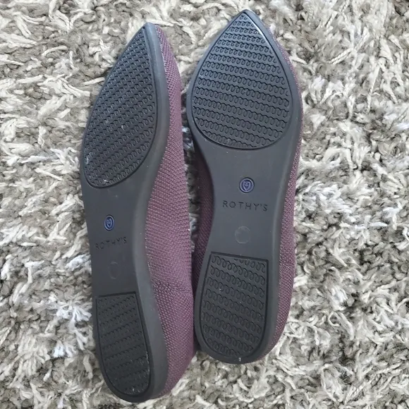 Rothy's Pointed Toe Port Purple Flats Sz 6