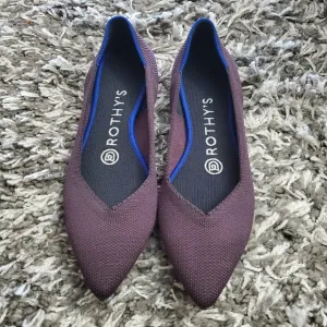 Rothy's Pointed Toe Port Purple Flats Sz 6