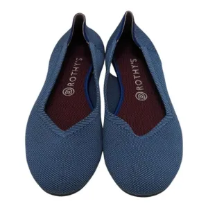 Rothy's Round Toe Flat Indigo Mini Stripe Retired Size 10.5 Comfort Shoes