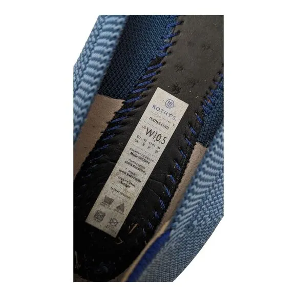 Rothy's Round Toe Flat Indigo Mini Stripe Retired Size 10.5 Comfort Shoes