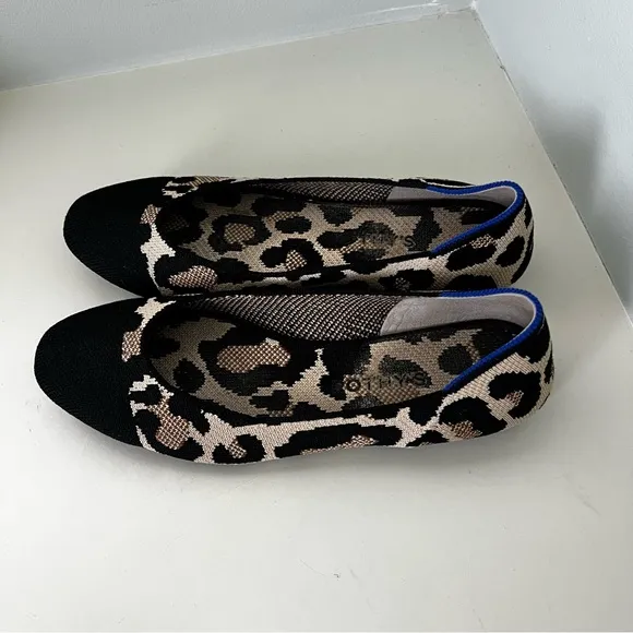 Rothy’s Square Desert Cat Leopard Print Ballet Flats