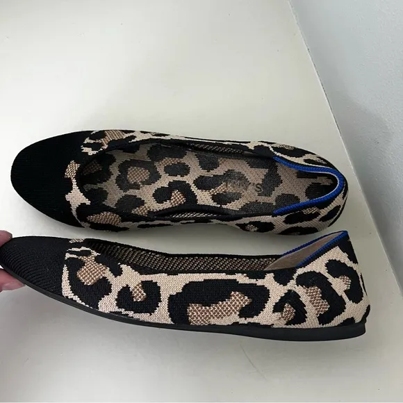 Rothy’s Square Desert Cat Leopard Print Ballet Flats