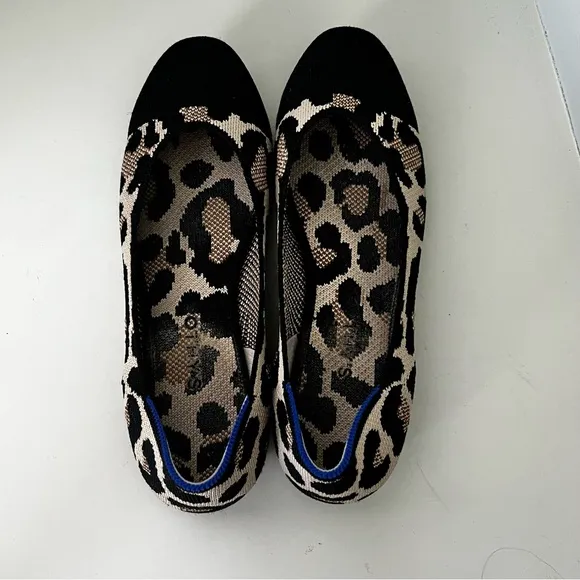 Rothy’s Square Desert Cat Leopard Print Ballet Flats