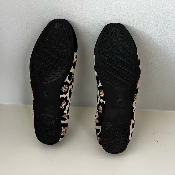 Rothy’s Square Desert Cat Leopard Print Ballet Flats