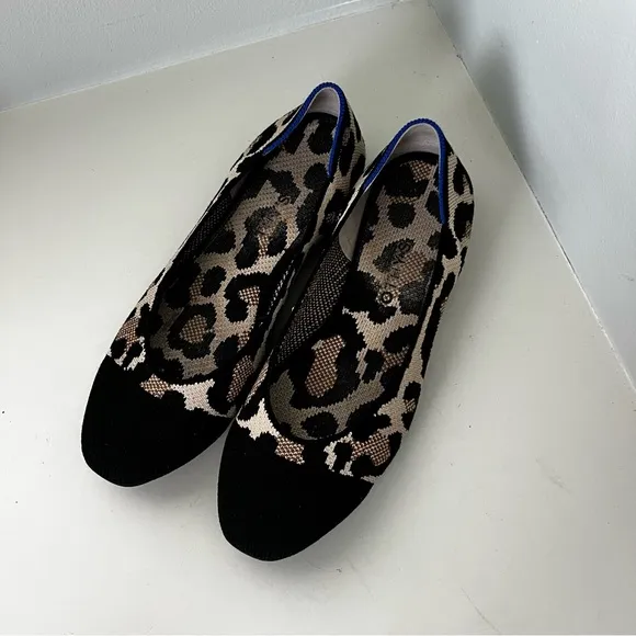 Rothy’s Square Desert Cat Leopard Print Ballet Flats