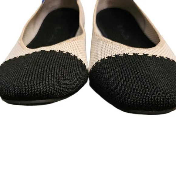 Rothy's Square Toe Tuxedo Knit Woven Ballet Flats $129 Size 8