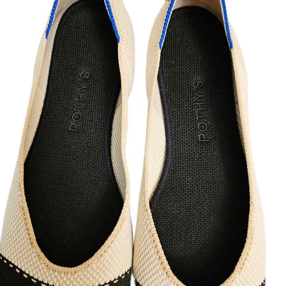 Rothy's Square Toe Tuxedo Knit Woven Ballet Flats $129 Size 8