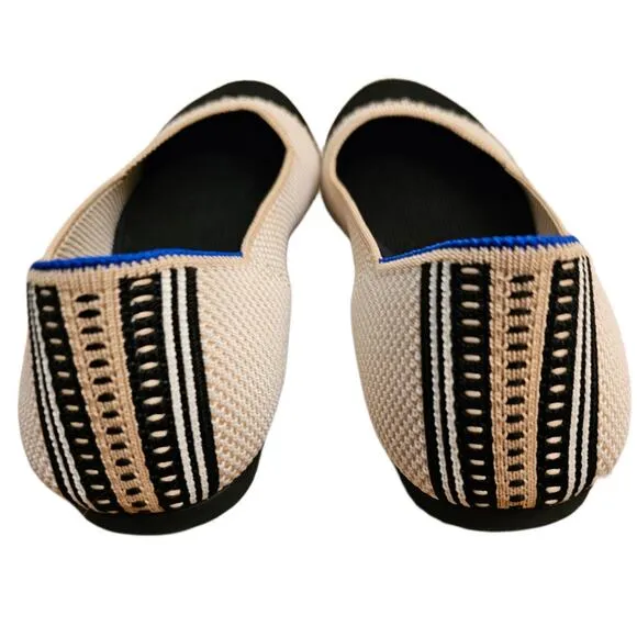 Rothy's Square Toe Tuxedo Knit Woven Ballet Flats $129 Size 8