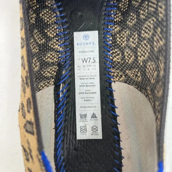 Rothy's Tan Black Cheetah Print Flats | Size 7.5