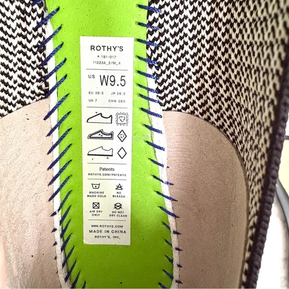 Rothy’s The Ballet Flat Bow In Coco With In Love Insole Comfort Classic Size 9.5