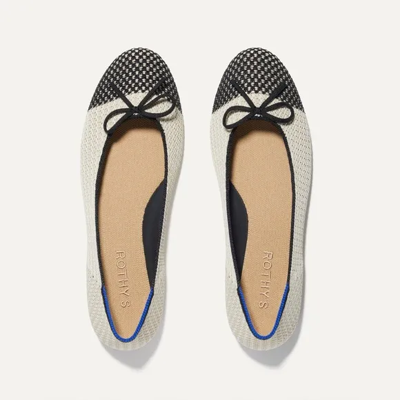 Rothy’s The Ballet Flat Bow In Coco With In Love Insole Comfort Classic Size 9.5