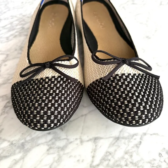 Rothy’s The Ballet Flat Bow In Coco With In Love Insole Comfort Classic Size 9.5