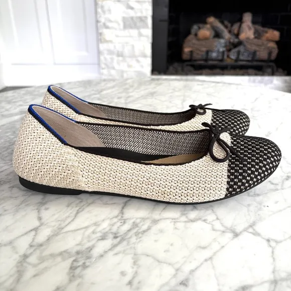 Rothy’s The Ballet Flat Bow In Coco With In Love Insole Comfort Classic Size 9.5