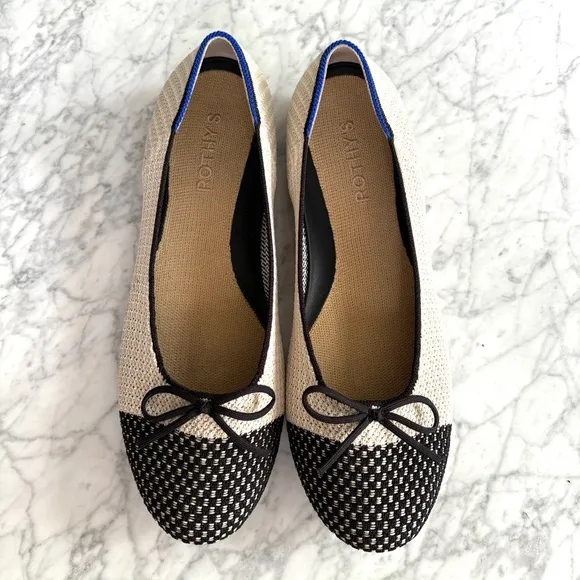 Rothy’s The Ballet Flat Bow In Coco With In Love Insole Comfort Classic Size 9.5
