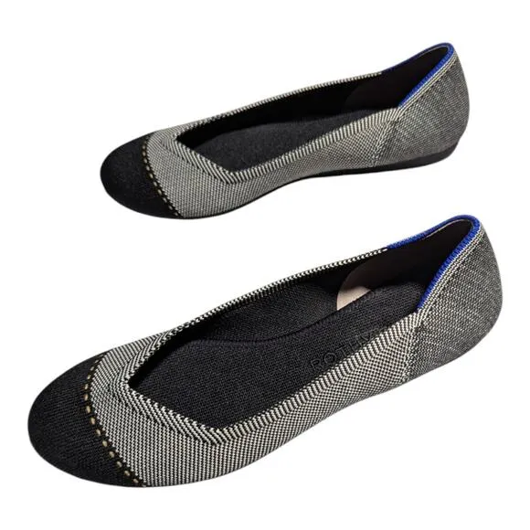 Rothy's The Flat Grey Mist Captoe Round Toe Washable Knit Ballet Flats Sz 8