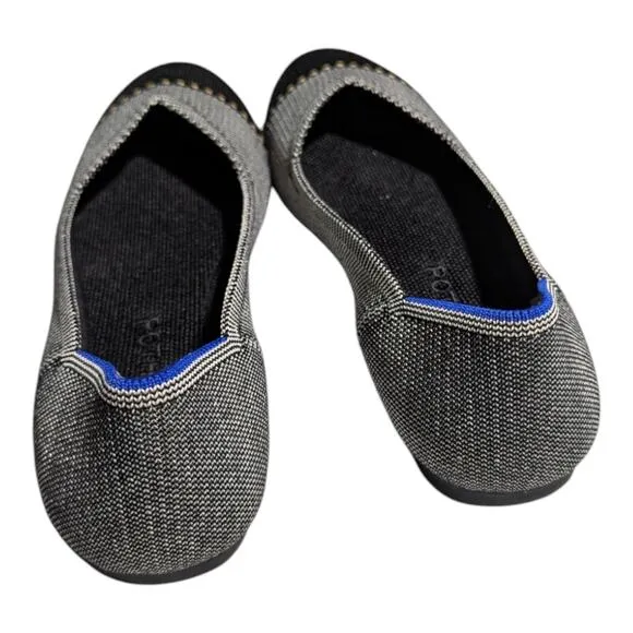 Rothy's The Flat Grey Mist Captoe Round Toe Washable Knit Ballet Flats Sz 8