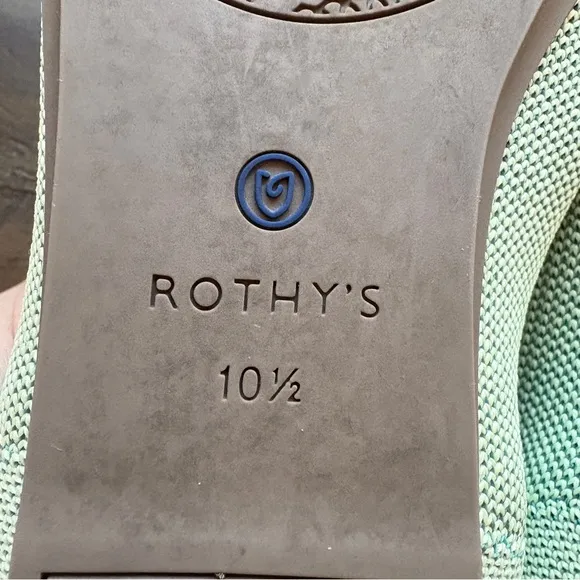 Rothy's The Flat in Mint Green Women's 10.5 MISSING INSOLES Excellent Condition