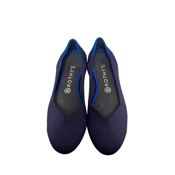 Rothy’s The Flat Navy Blue Round Toe Knit Flats Size 9.5