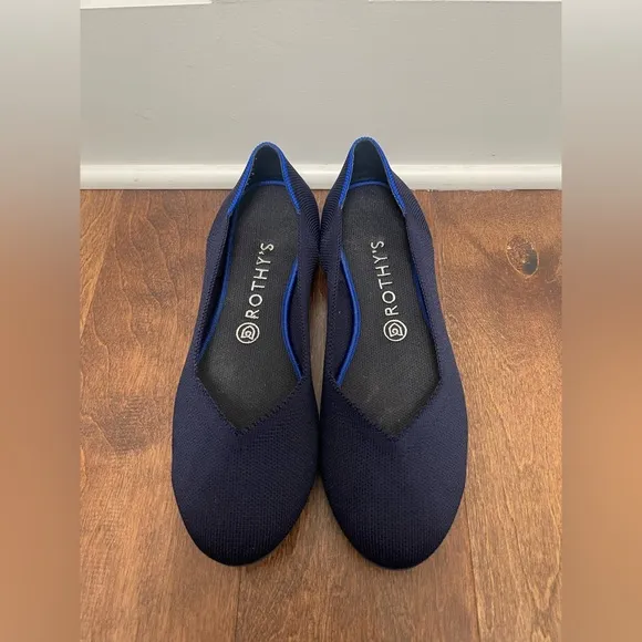 Rothy’s The Flat Navy Blue Round Toe Knit Flats Size 9.5