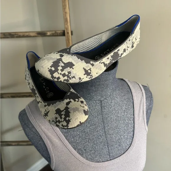 Rothy’s The Flat Original Gray Geometric Camo Flat Slip On Size 9