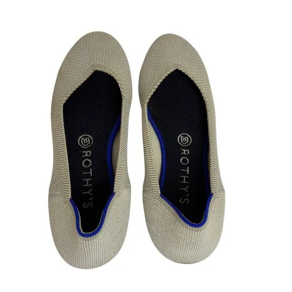 Rothy's The Flat Round Toe Ballet Flat Shoes -Retired Flax Birdseye-Women's Sz 8