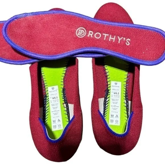 Rothy’s The Flat Round Toe Ballet Flats‎ Red Size 6.5
