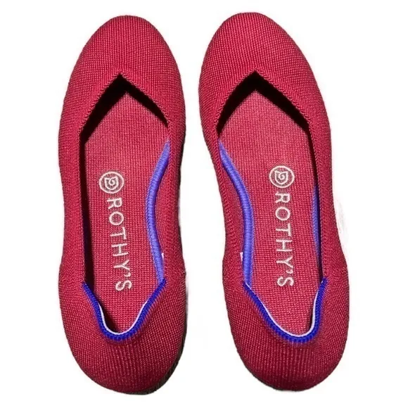 Rothy’s The Flat Round Toe Ballet Flats‎ Red Size 6.5
